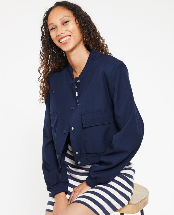 Bombers en toile avec épaulettes bleu marine - Pimkie