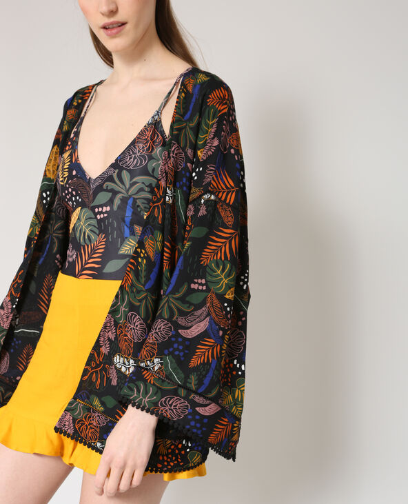 Kimono imprimé noir - Pimkie