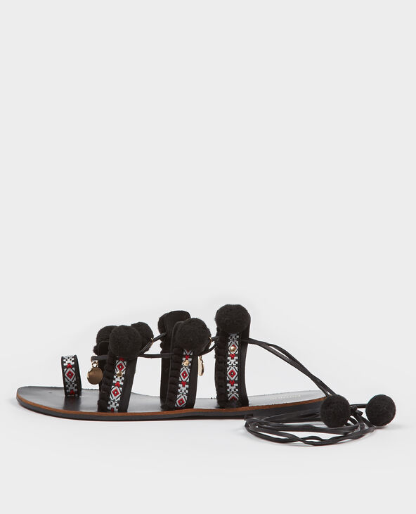 Sandales ethniques à discount pompons