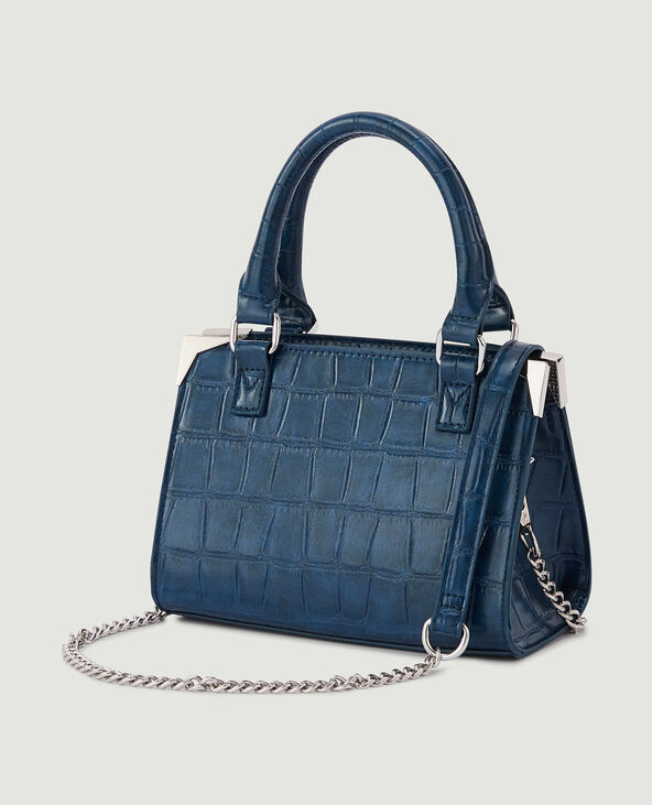 Sac boxy effet croco bleu marine - Pimkie