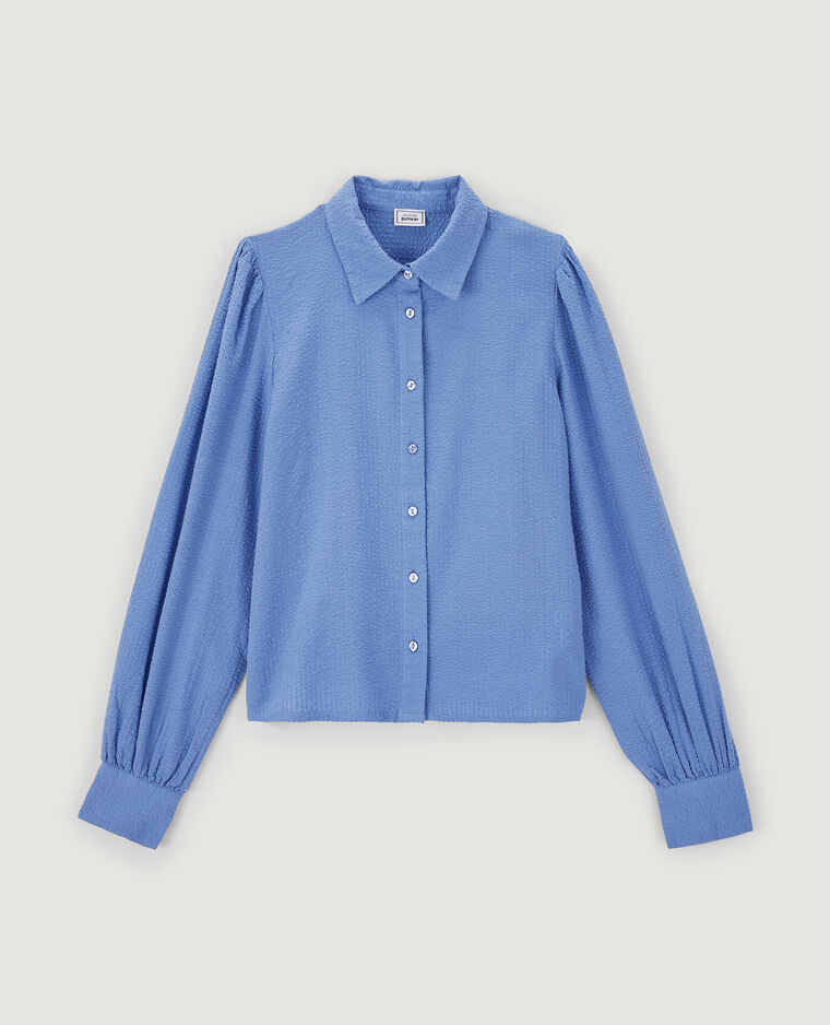 Chemisier tissu gaufré bleu - Pimkie