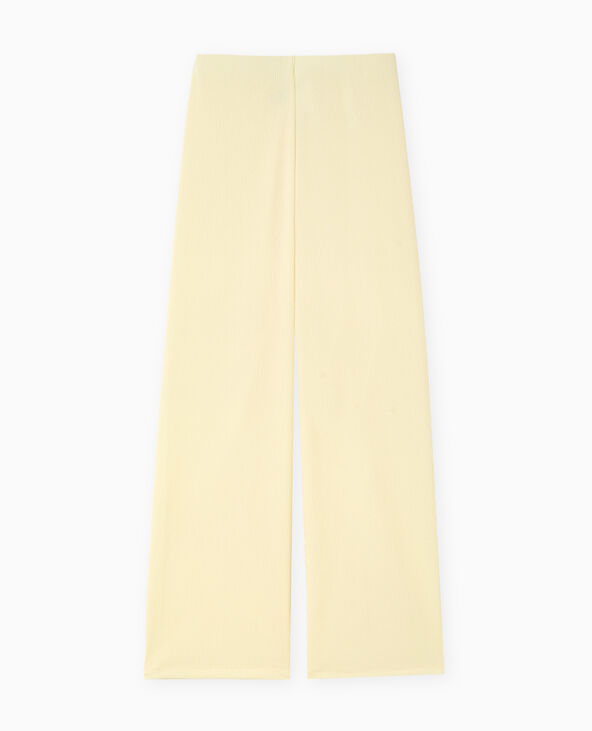 Pantalon large et fluide en tissu effet froissé Jaune pâle - Pimkie