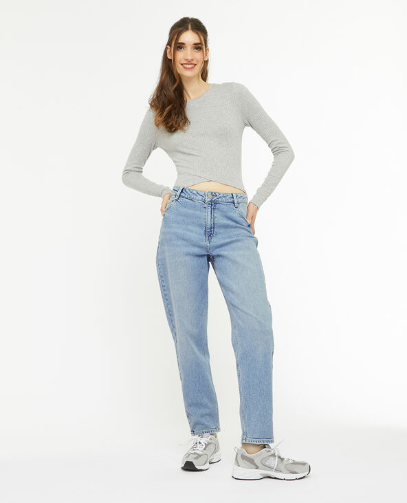 Jean mom taille haute avec élasthane