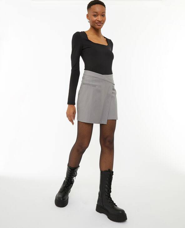 Jupe courte portefeuille gris - Pimkie