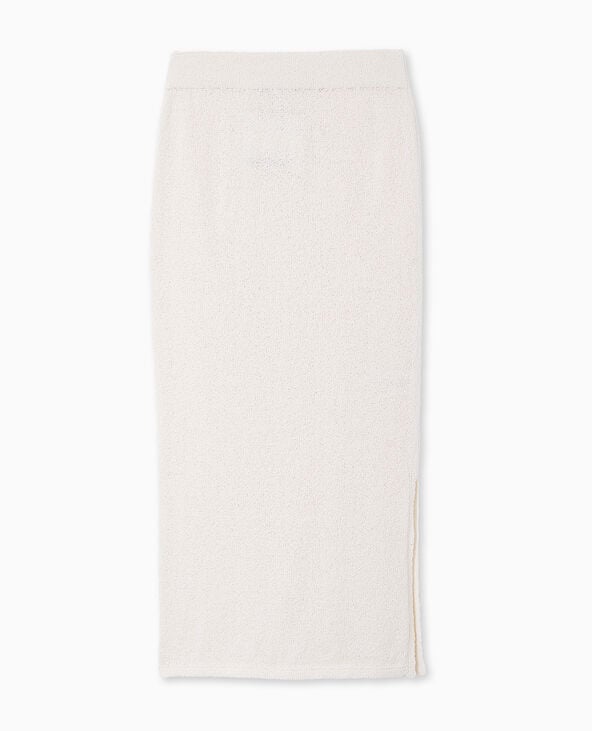 Jupe droite en maille effet bouclette blanc - Pimkie