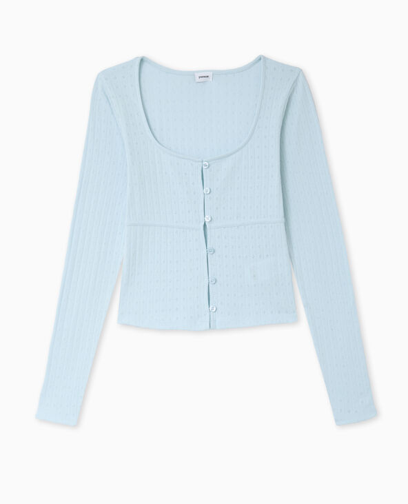 Top cardigan en maille fantaisie bleu - Pimkie
