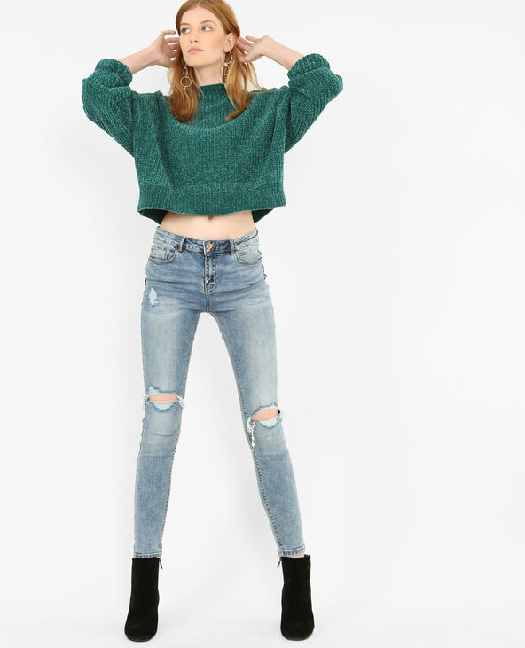 Pull en maille chenille vert foncé - Pimkie