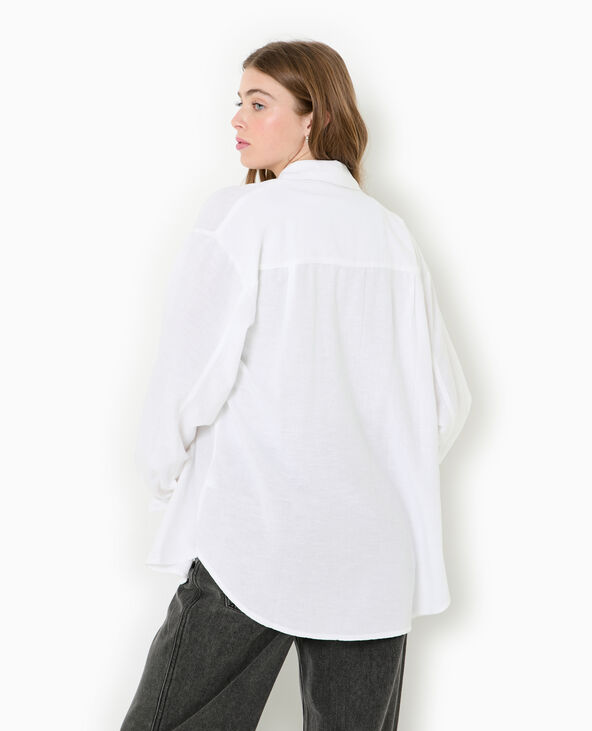 Chemise oversize avec lin blanc - Pimkie