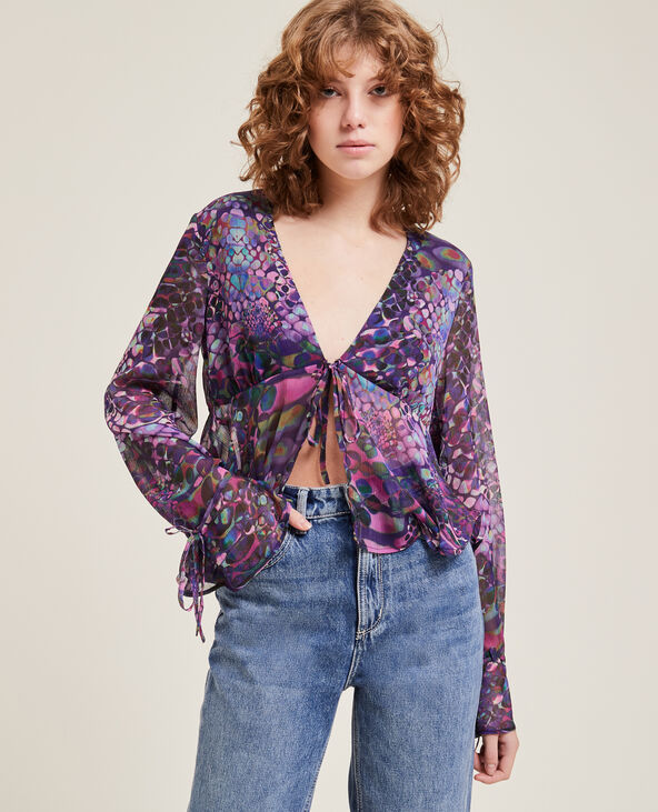 Blouse fluide à nouer violet - Pimkie