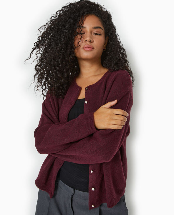 Gilet col rond avec boutons effet nacre violet - Pimkie
