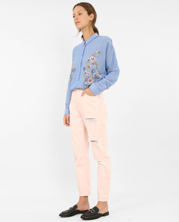 Chemise brodée bleu - Pimkie