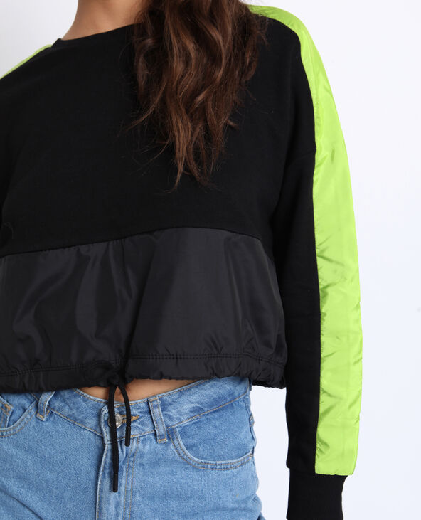 Sweat bicolore noir - Pimkie