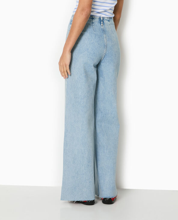 Jean droit taille haute fausses poches devant bleu - Pimkie