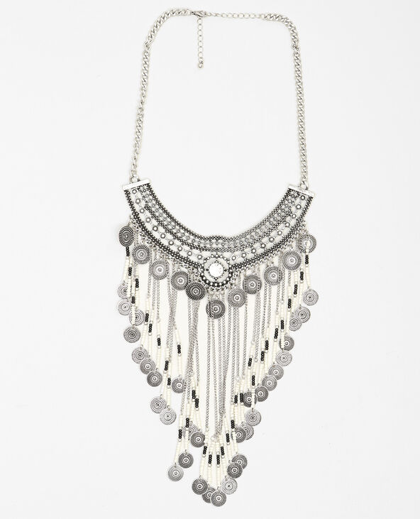 Collier plastron frangé argenté - Pimkie