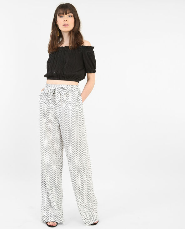 Pantalon fluide imprimé blanc - Pimkie