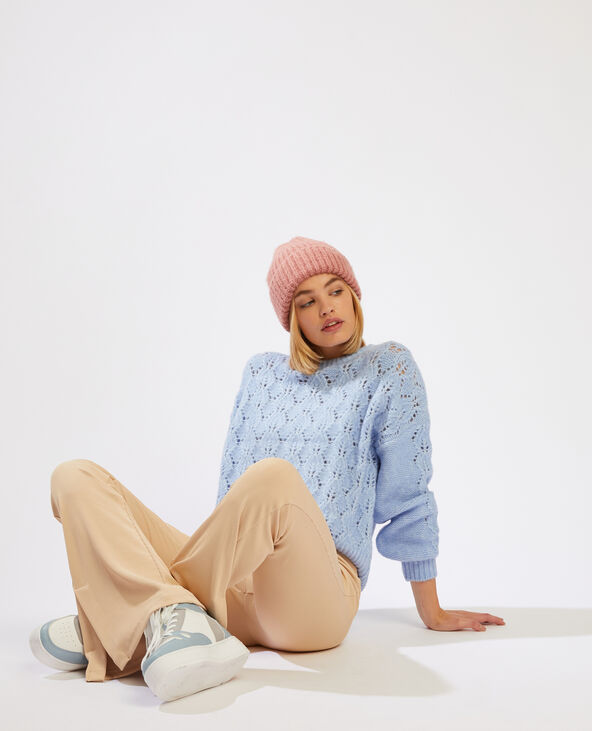 Pull maille ajourée bleu - Pimkie