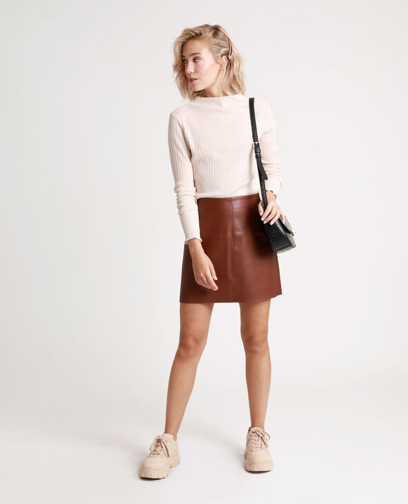 T-shirt côtelé beige - Pimkie