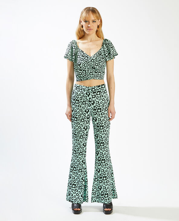 Pantalon flare taille haute SMALL bleu turquoise - Pimkie