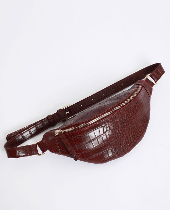 Sac banane croco bordeaux - Pimkie