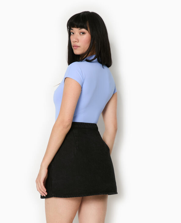 Body manches courtes col montant bleu clair - Pimkie