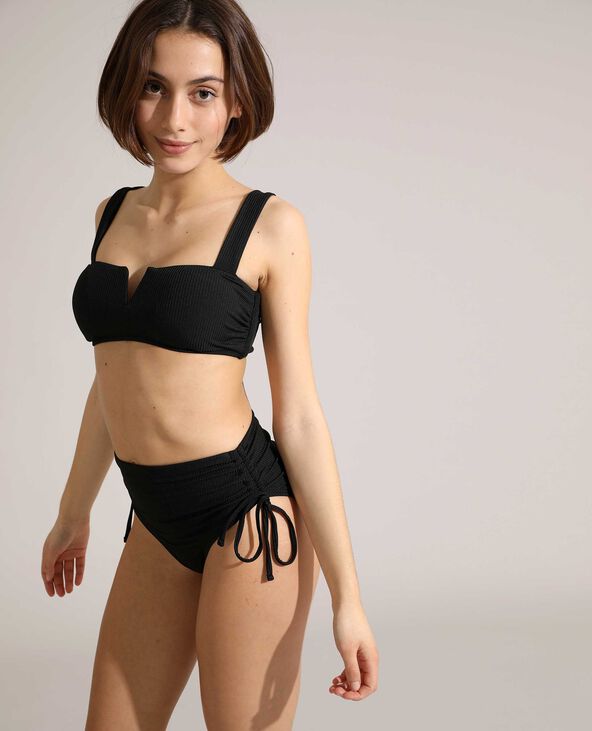 Bas de maillot de bain culotte côtelé noir - Pimkie