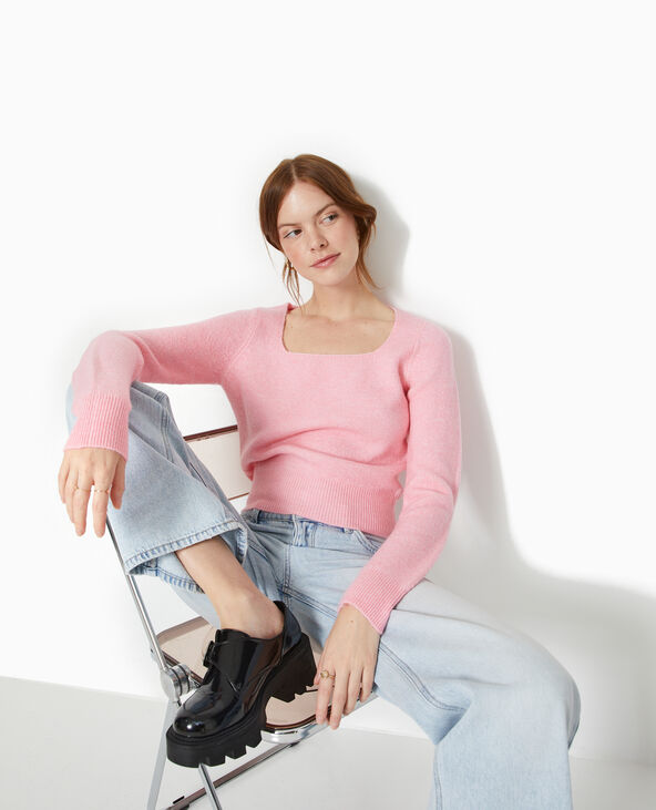 Pull en maille encolure carrée rose - Pimkie