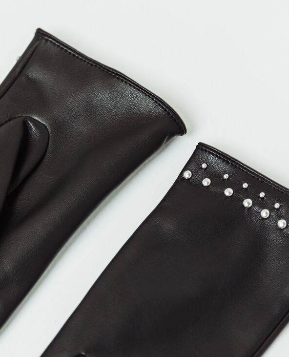Gants en faux cuir noir - Pimkie