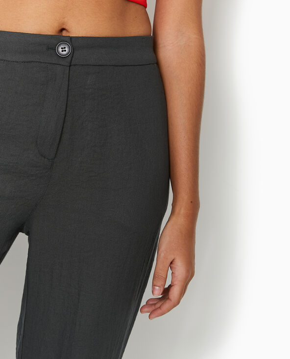 Pantalon droit souple en tissu fluide gris foncé - Pimkie