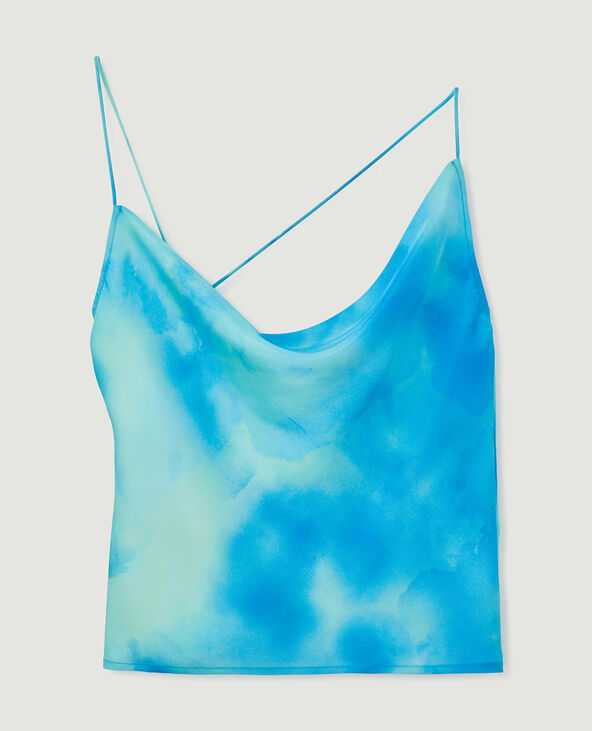 Top asymétrique col bénitier bleu - Pimkie