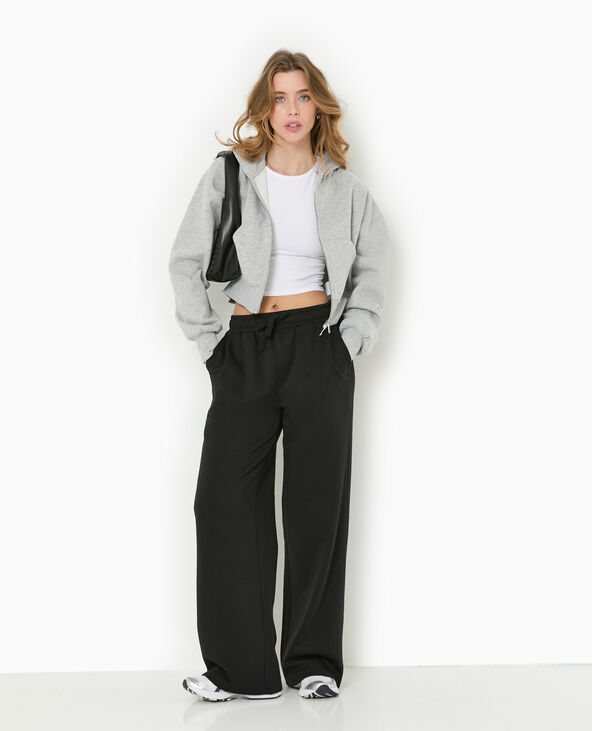 Pantalon de jogging droit en molleton noir - Pimkie