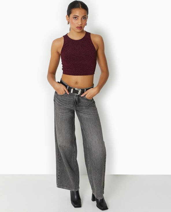 Top débardeur en maille lurex avec dos ouvert rouge - Pimkie