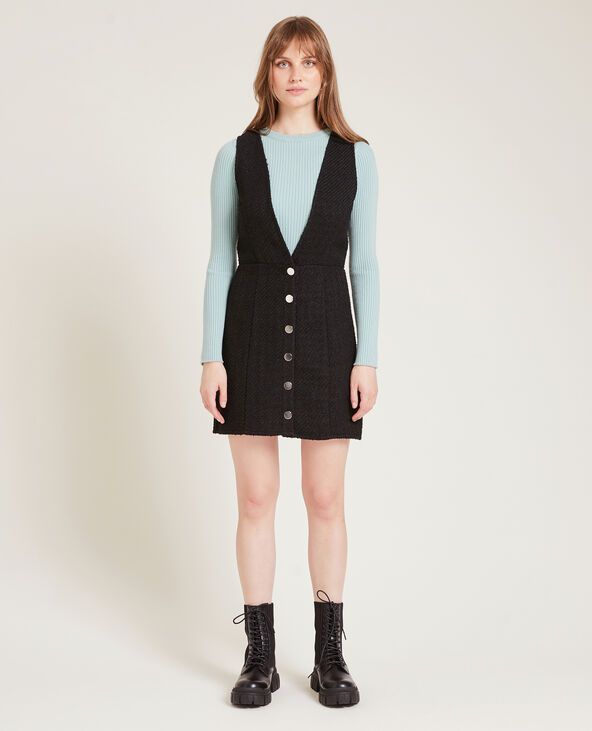 Robe boutonnée en tweed noir - Pimkie