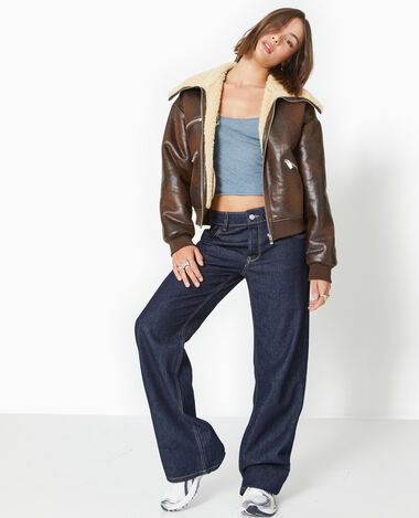 Veste Simili Cuir Femme Blouson Perfecto Noir Biker Pimkie