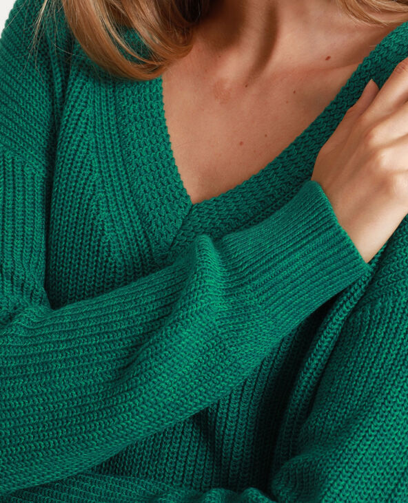 Pull col hot sale v vert femme