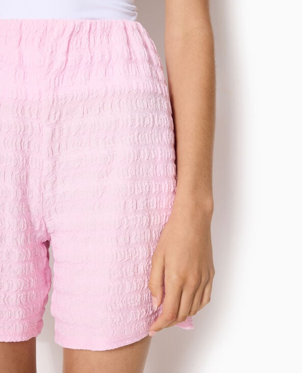Short ceinture élastiquée en maille reliefée rose - Pimkie