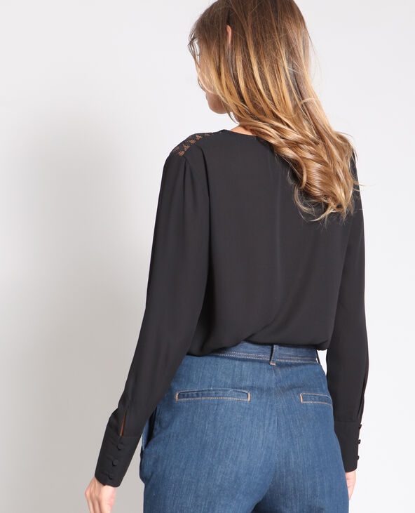 Blouse à col V noir - Pimkie