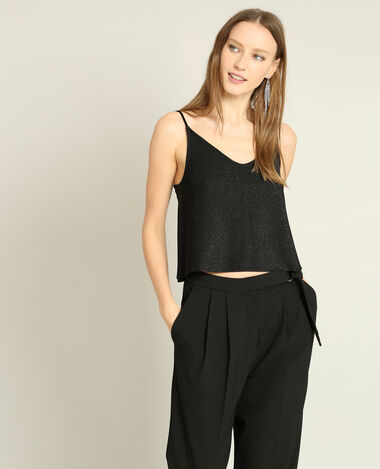 Cropped top brillant noir - Pimkie