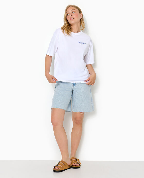 T-shirt oversize avec print poitrine et dos blanc - Pimkie