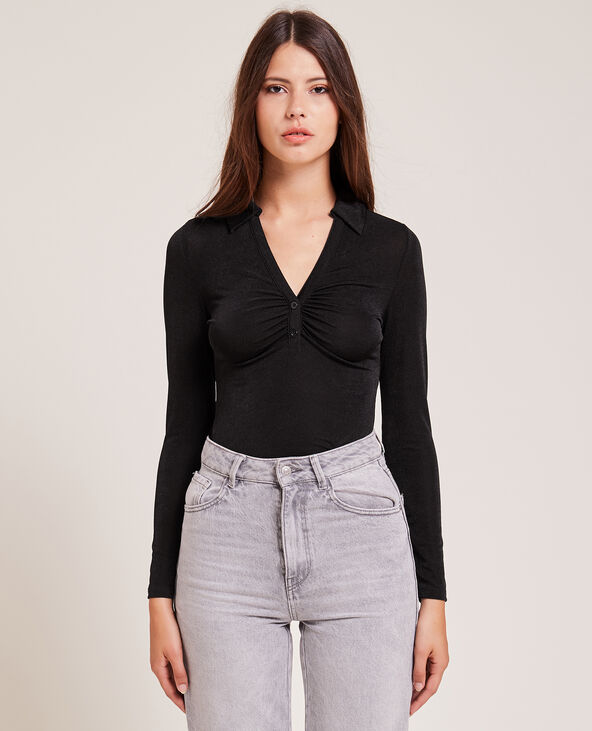 Body manches longues avec col noir - Pimkie