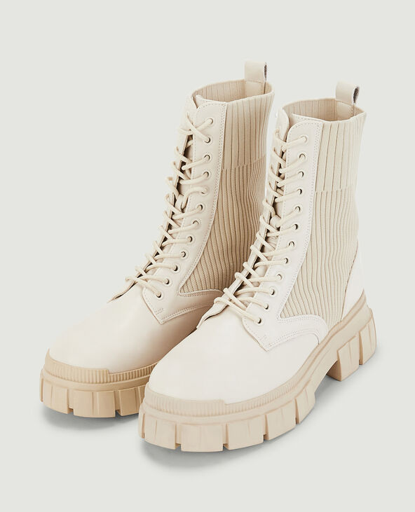 Boots en simili cuir beige - Pimkie