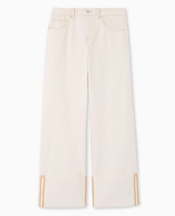 Jean droit taille regular avec revers blanc - Pimkie