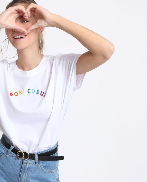T-shirt brodé blanc - Pimkie