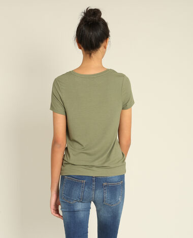 T-shirt en maille côtelée vert de gris - Pimkie