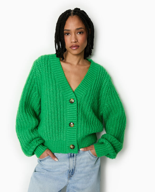 Gilet grosses mailles vert - Pimkie