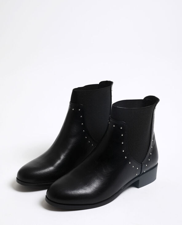 Bottines plates en cuir synthétique noir - Pimkie