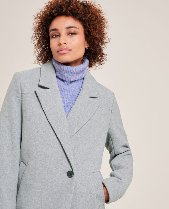 Manteau long drap de laine gris chiné - Pimkie