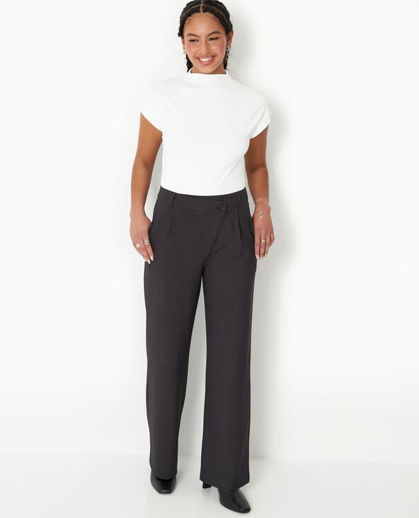 Pantalon city droit avec fermeture en biais gris foncé - Pimkie