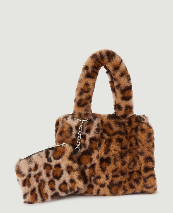 Mini sac effet fourrure léopard beige - Pimkie