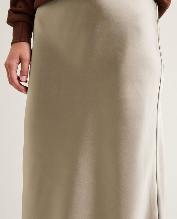 Jupe longue en satin taupe - Pimkie