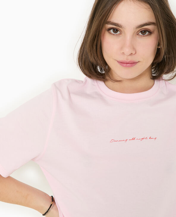 T-shirt ample avec print poitrine et dos rose - Pimkie